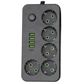 Мережевий фільтр-подовжувач 5 розеток 4xUSB-A 1xUSB-C 3м чорний HP-5-50