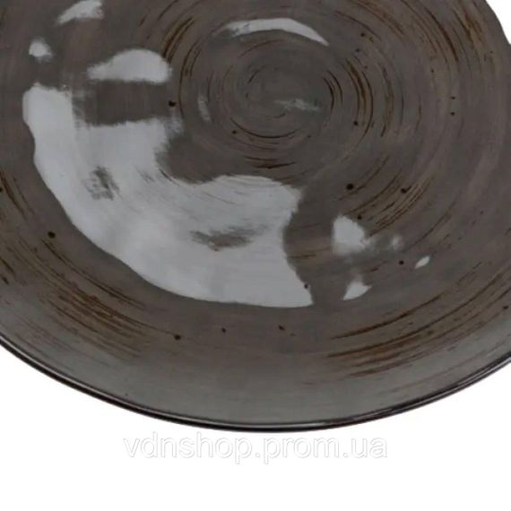 Тарелка сервировочная круглая 26 см плоская фарфоровая коричневая HP23393 | Зображення 4