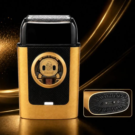 Бездротова бритва для чоловіків, USB-C, Kemei KM-T409, Золотистий/Акумуляторна чоловіча електробритва для гоління/ Шейвер | Зображення 4