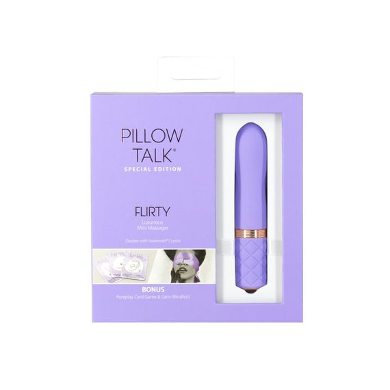 Роскошный вибратор Pillow Talk Flirty Purple Special Edition, Сваровски, повязка на глаза+игра | Зображення 7
