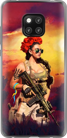 Чехол на Huawei Mate 20 Pro Украинка с оружием "5316u-1567-17620"