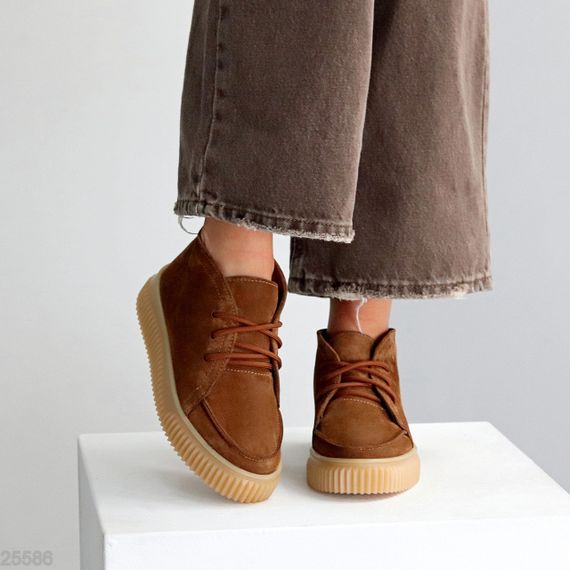 Руді черевики дезерти в стилі casual натуральна замша на потовщеній підошві | Зображення 4