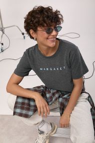 Трикотажна футболка з вишитим написом Margaret - темно-сірий цвет, ONE SIZE (є розміри)
