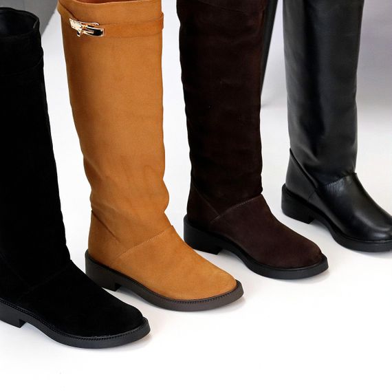 Хітові чорні чоботи труби жокейки натуральна замша на флісі | Зображення 8