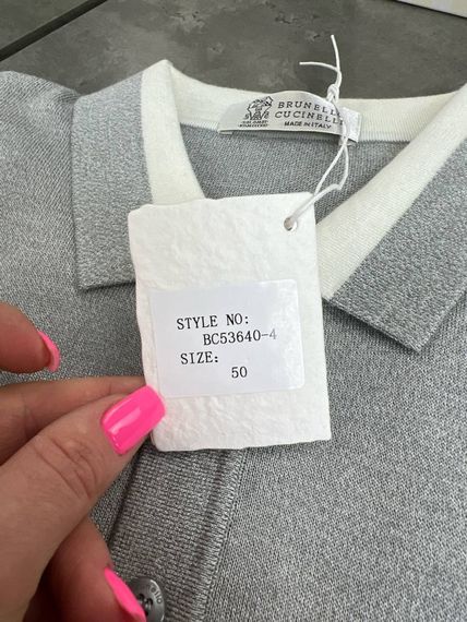Трикотажне поло Brunello Cucinelli світло-сірого кольору f697 | Зображення 8