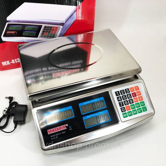 Ваги електронні торгові дисплей, Якісні торгові ваги 50 кг для зважування продуктів MX-51 | Зображення 2