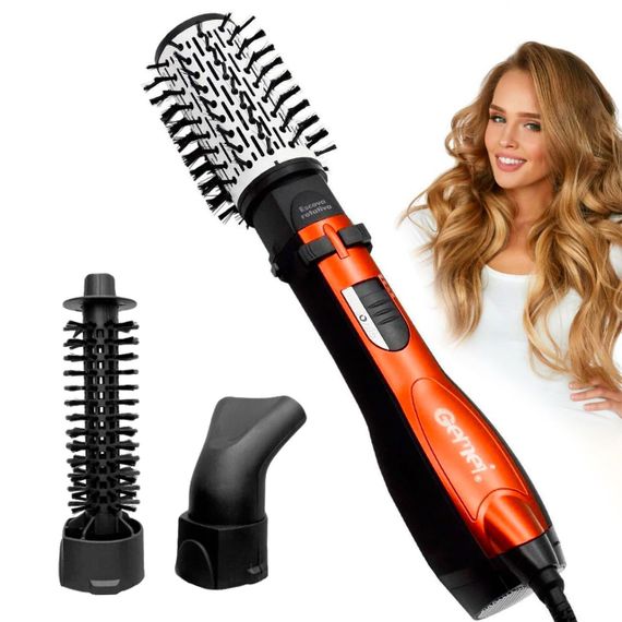 Фен-щітка для волосся, що обертається 3в1 Gemei GM-4828 / Фен-браш для укладання волосся з насадками
