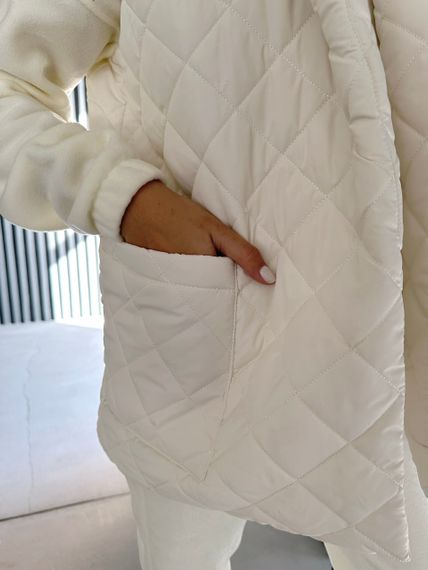 Женская стеганая жилетка с поясом NA1038 цвет белый, размер 46/48 | Зображення 3