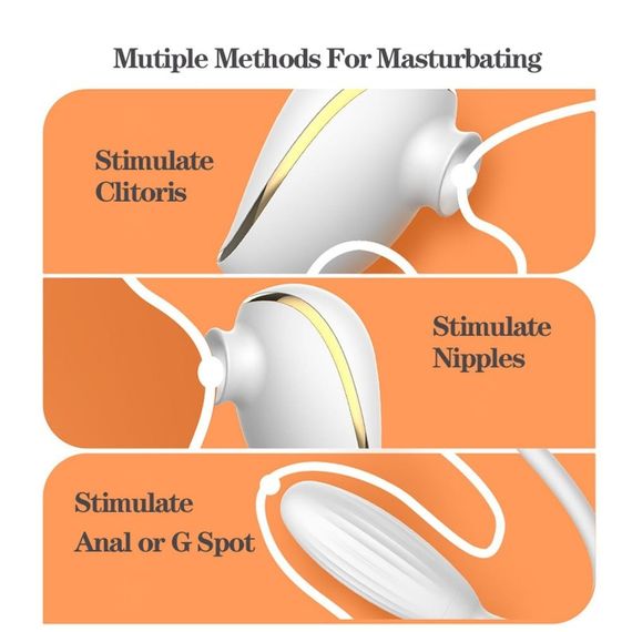 Вакуумний стимулятор з віброяйцем High End Suction Love Egg WHITE | Зображення 4