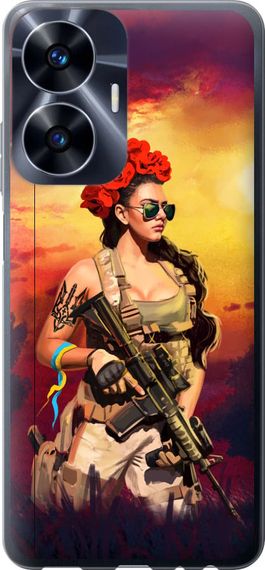 Чехол на Realme C55 Украинка с оружием "5316u-2992-17620"