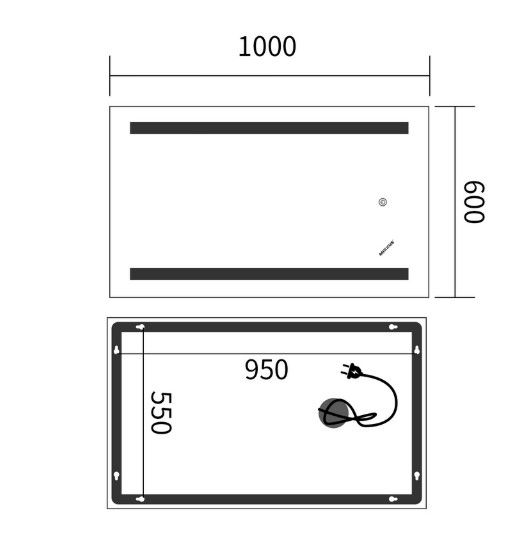 Дзеркало Mixxus Premium LINES MR17-100x60-REVERSE (LED Touch, Anti-fog) (MP6625) | Зображення 1