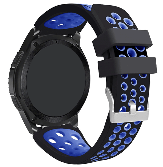 Спортивный ремешок с перфорацией для часов Samsung Galaxy Watch 46 mm SM-R800 - Black&Blue | Зображення 1