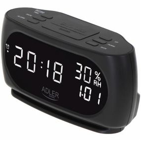 Часы - будильник Adler AD 1186 черный (с Термометром и Гигрометром) (UA-01)