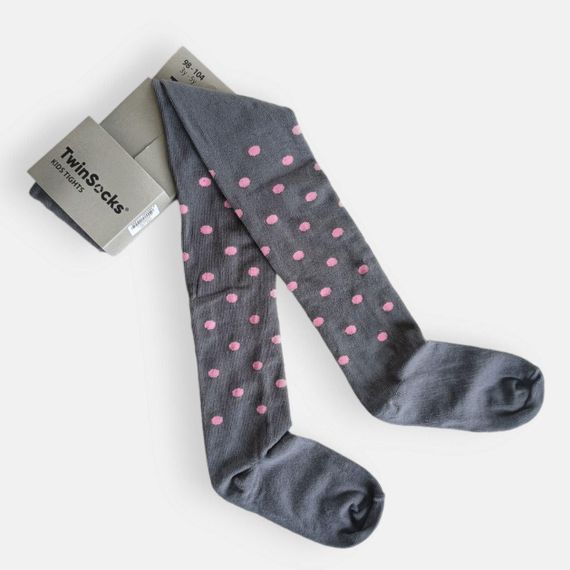 Колготки з візерунком для дівчинки TwinSocks 98-104/3-5 років, Сірій у горошок