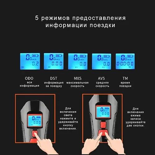 Велоліхтар із сигналом та комп'ютером XA-585-T6 2LED з акумулятором + кнопка керування | Зображення 4