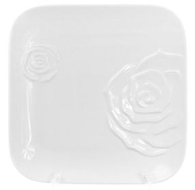Набір 3 порцелянові обідні тарілки "White Rose" 25x25см (білий фарфор)