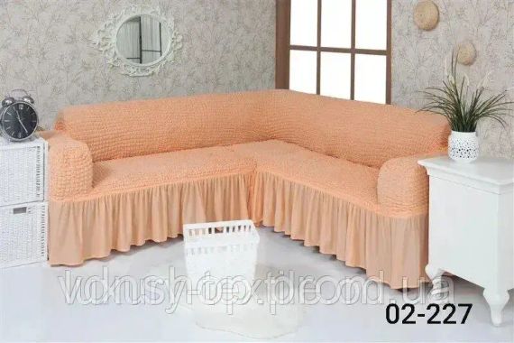 Чохол на кутовий диван з оборкою, накидка на диван. | Зображення 6