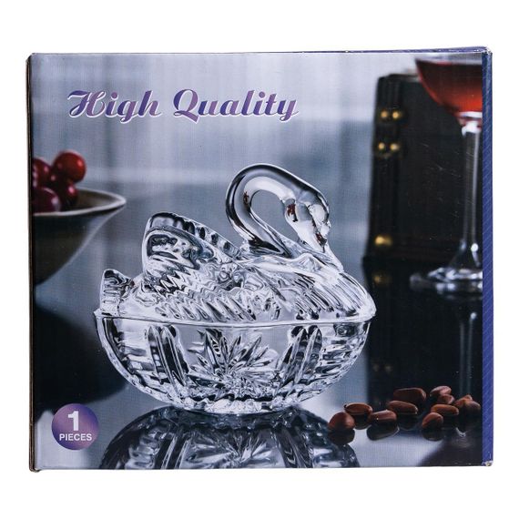 Цукерниця скляна з фігурною кришкою 14х9х11 см ваза цукерниця HP-YH-40 | Зображення 6