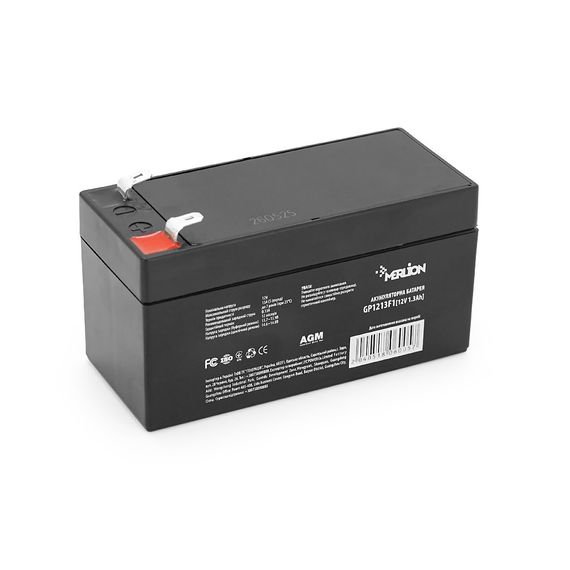 Аккумуляторная батарея MERLION AGM GP1213F1 12V 1.3A h (97x44x50 (55) Black,Q20