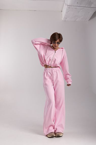 Вільний спортивний костюм з капюшоном - рожевий цвет, M (є розміри) | Зображення 4
