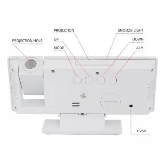 Дзеркальний годинник з проектором часу 3618LP настільний електронний з будильником, календарем та вбудованим термометром ∙ Зелене підсвічування | Зображення 2