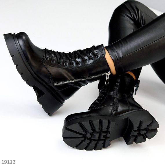 Круті чорні зимові черевики берці натуральна шкіра 38