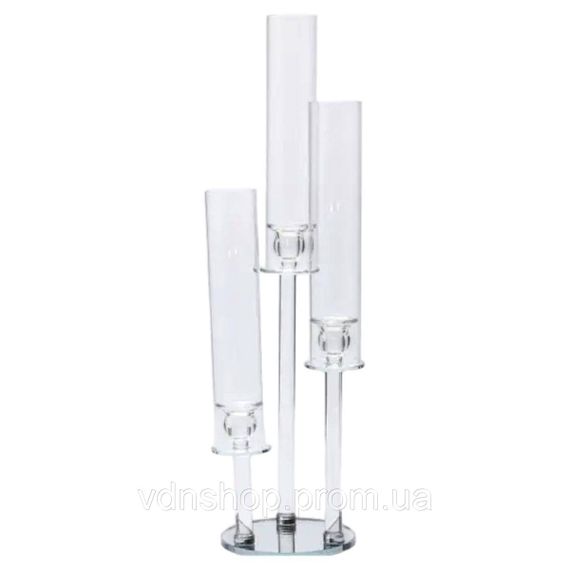 Підсвічник скляний на високій ніжці 72.5 см підсвічник келих Ø16 см декоративний прозорий прозорий HP-4-63