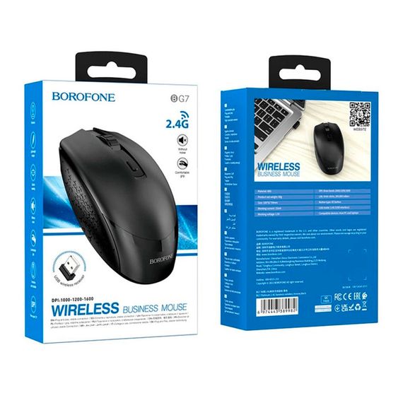 Мышь беспроводная BOROFONE BG7.1600DPI,Black,2.4GHZ,Box | Зображення 4