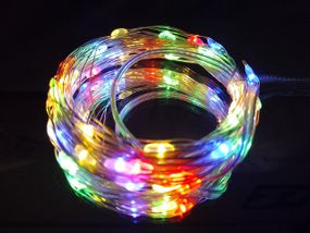 Гирлянда на батарейках (3шт АА) "светодиодные капли" 5м, 50LED, мульти цвет