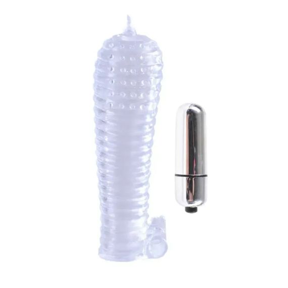 Насадка для члена рельефная Pipedream с вибропулей, прозрачная Sex Aura | Зображення 1