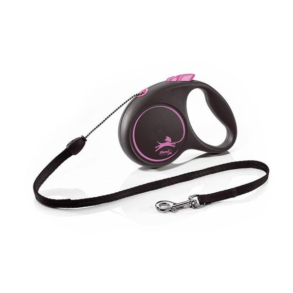 Рулетка Flexi Black Design S, трос 5 м, розовый