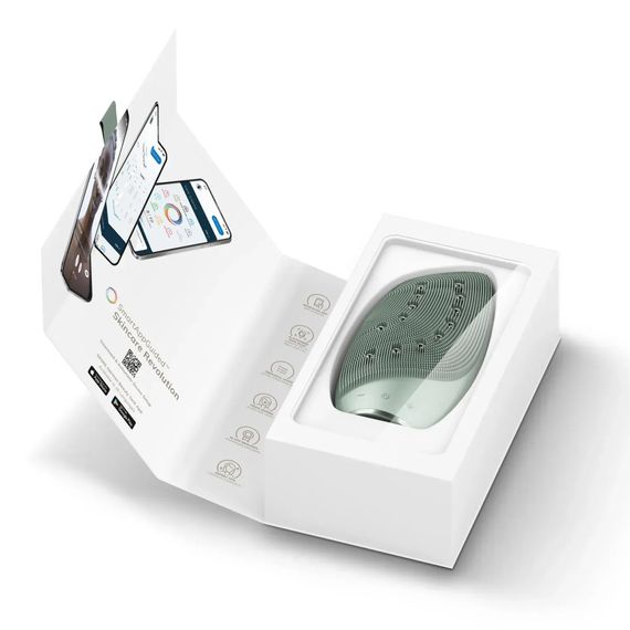 Очистительная щетка для лица GESKE Sonic Thermo Facial Brush&Face-Lifter 8в1 white, Зеленый | Зображення 8