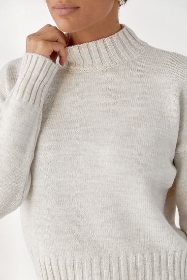 В'язаний светр з горловиною-стійкою - бежевий цвет, ONE SIZE (є розміри) | Зображення 3