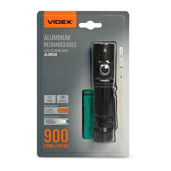 Портативний світлодіодний ліхтарик VIDEX VLF-A353 900Lm 5000K | Зображення 1