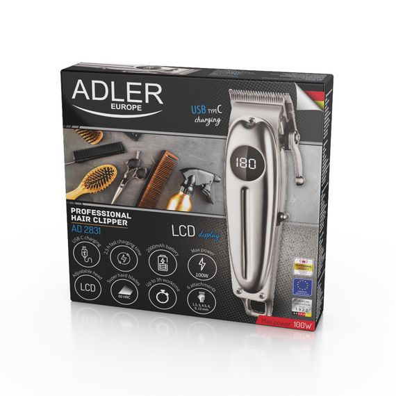 Машинка для стрижки Adler AD 2831 акумуляторна з дисплеєм і насадками | Зображення 9