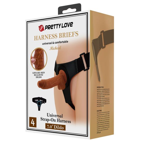 Страпон HARNESS BRIEFS- Micheal, Universal Strap-On, 7.0'' Dildo | Зображення 2