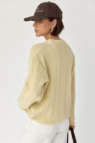 В'язаний светр у косички - кремовий цвет, ONE SIZE (є розміри) | Зображення 1