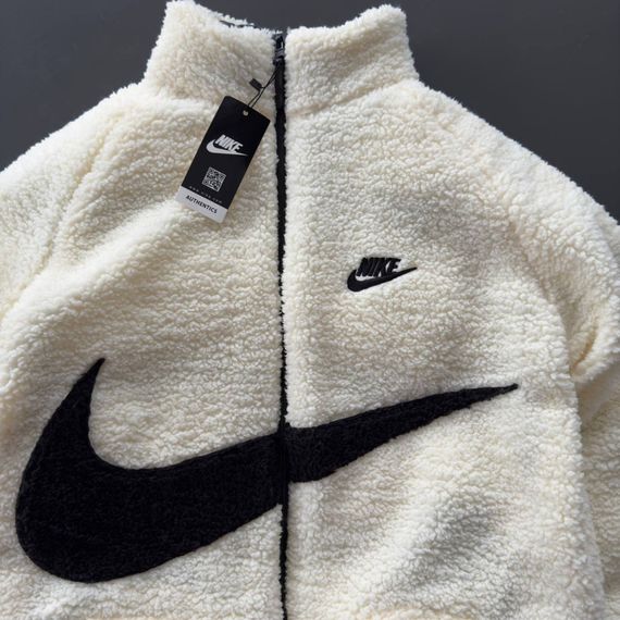 Двостороння куртка Nike чорна плащівка та біла тедді | Зображення 9