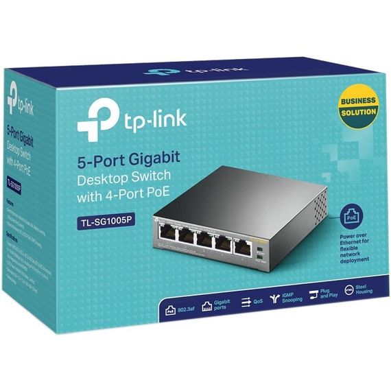 TP-Link Комутатор TL-SG1005P 5xGE/4xPoE 56W некерований (TL-SG1005P) | Зображення 4