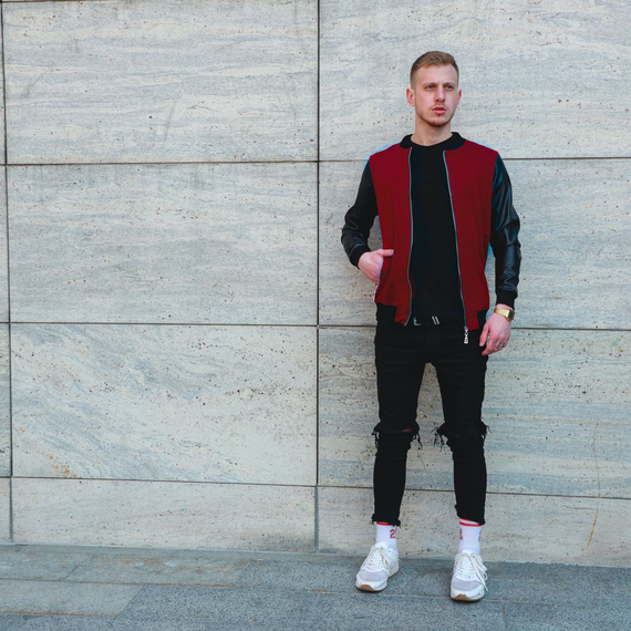 Бомбер Кож рукав бордо S L