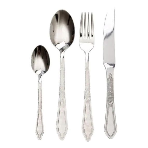 Набір столових приборів золото на 6 персон комплект столових приборів 24 предмети Срібло HP-20-63