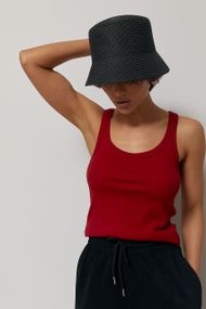 Однотонна трикотажна майка в рубчик - червоний цвет, ONE SIZE (є розміри)