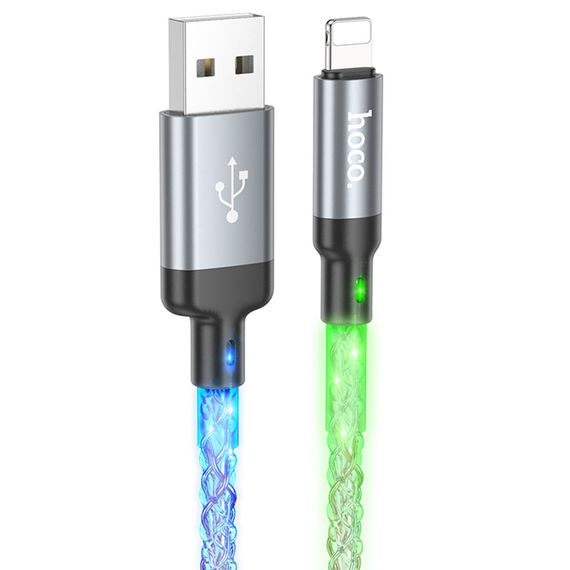 Дата кабель Hoco U112 Shine 2.4A USB to Lightning (1m) Gray