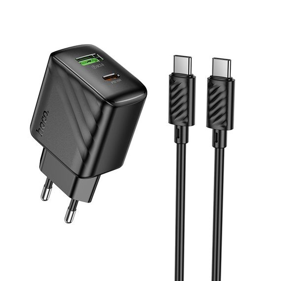 Набір СЗУ HOCO CS25A+кабель Type-C/Type-C, 1xUSB+1xUSB-C, PD20W+QC3.0, кабель 1м | Зображення 1