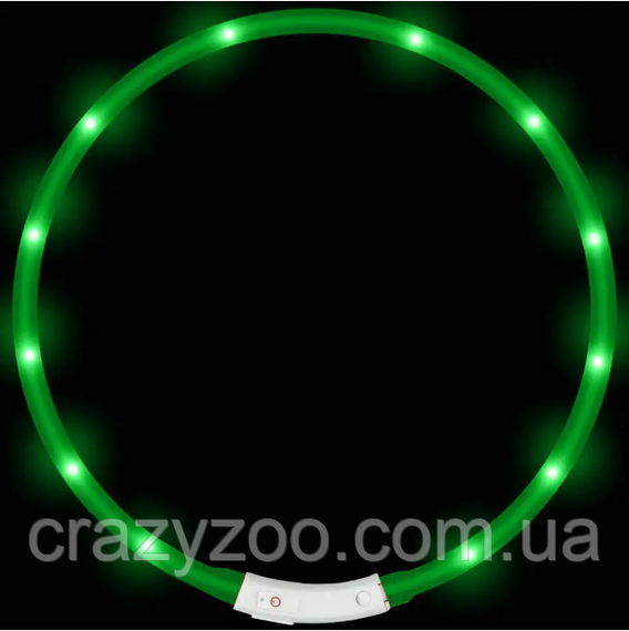 Ошейник для собак LED светящийся зеленый 35 см 6656 | Зображення 1