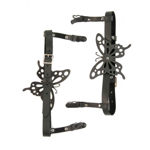 Підв'язка для панчохи з метеликом Candy Hero "модель S10B" чорна, екошкіра, ручна робота sexstyle | Зображення 2