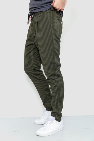 Чоловічі штани в смужку, колір хакі, 157R2008-1 | Зображення 2