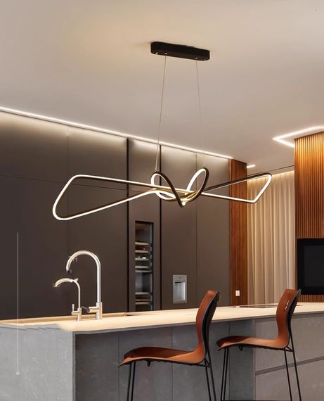 Люстра світлодіодна підвісна LED світильник для квартири на стелю лед 27489 Чорний 25-150х15х100 см.