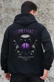 Утеплене зіп худі на флісі зіпер з принтом Supermacy Without Kane Black