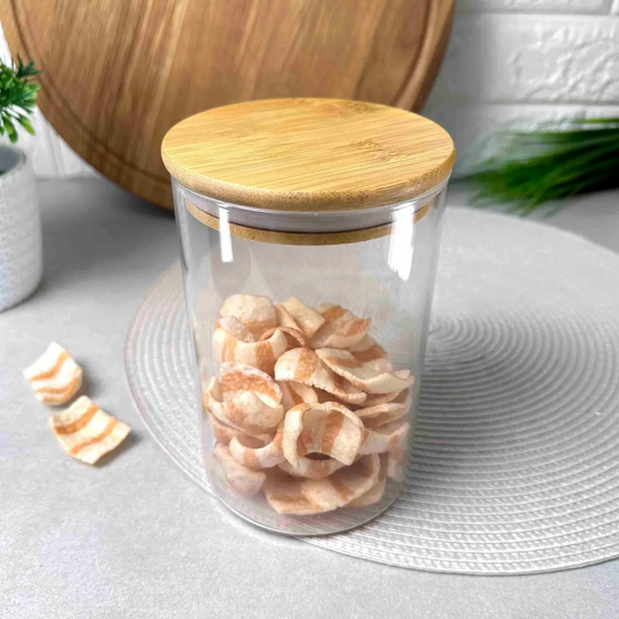Скляна банка Bamboo GK-5221 для зберігання з бамбуковою кришкою 950 мл Прозорий | Зображення 3